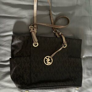 Michael Kors Black and Brown Signature Tote